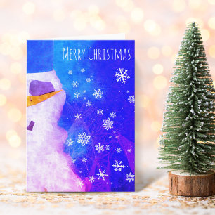 Schneemann-Schneeflocken Blaue Magische Weihnachte Karte