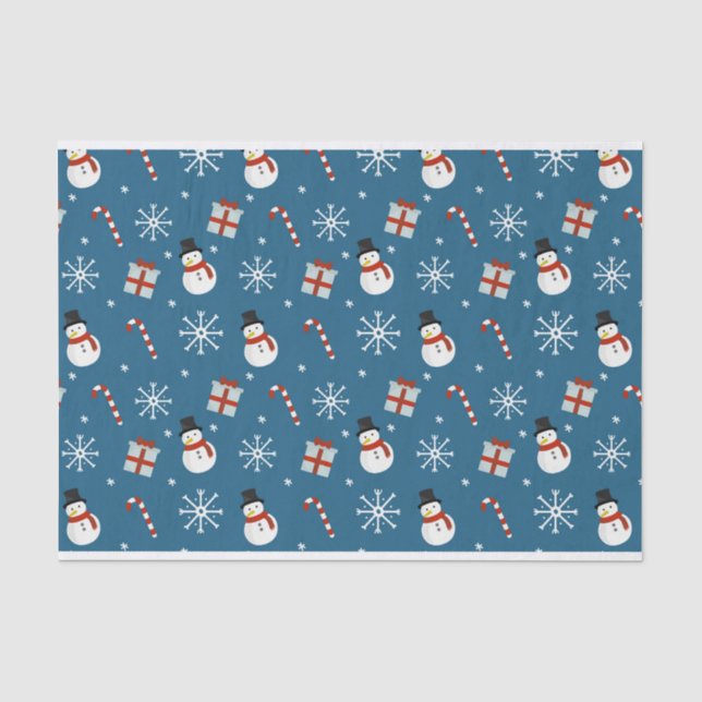 Schneemann, Schneeflocken, Zuckerstangen Seidenpapier (Vorderseite)