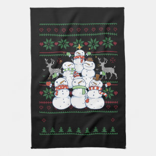 Schneemann - Schneemann Weihnachtsbaum hässlicher Geschirrtuch