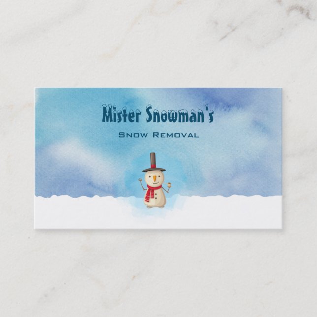 Schneemann schweben und lächeln im kalten Wintersc Visitenkarte (Vorderseite)