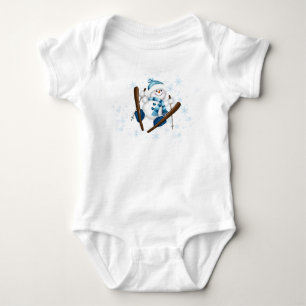 Schneemann Skifahren  Baby Strampler