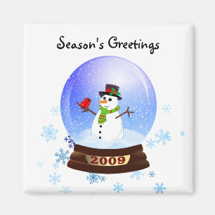Schneemann Snowglobe - die Grüße der Jahreszeit Magnet