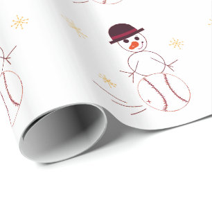Schneemann spielt Baseball Geschenkpapier