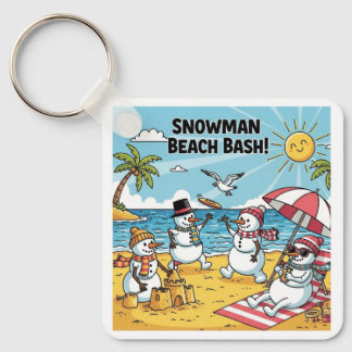 Schneemann-Strand-Bash Schlüsselanhänger