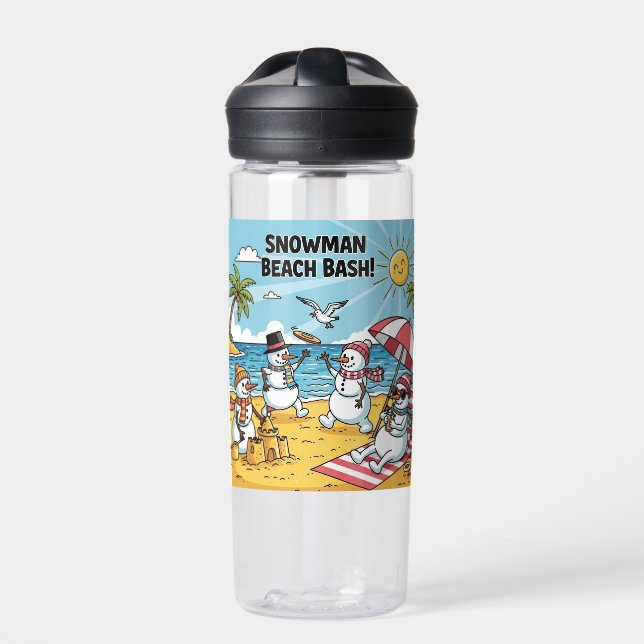 Schneemann-Strand-Bash Trinkflasche (Vorderseite)
