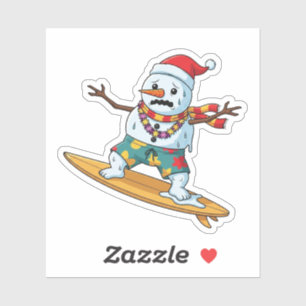 Schneemann-Surfer-Weihnachten 2026 Lustiger Feiert Aufkleber
