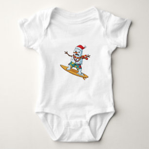 Schneemann-Surfer-Weihnachten 2026 Lustiger Feiert Baby Strampler