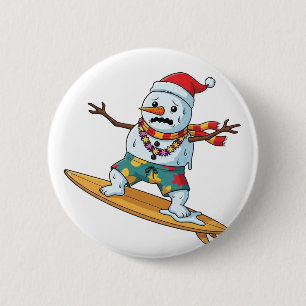 Schneemann-Surfer-Weihnachten 2026 Lustiger Feiert Button