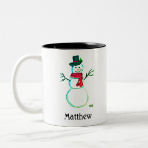 Schneemann Süßes Gesicht Kinder Winter Schneemänne Zweifarbige Tasse