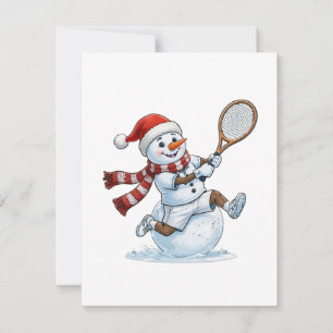 Schneemann Tennisspieler Weihnachten 2026 Feiertag Mitteilungskarte