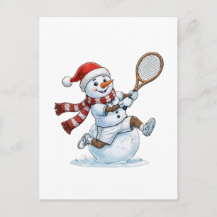 Schneemann Tennisspieler Weihnachten 2026 Feiertag Postkarte