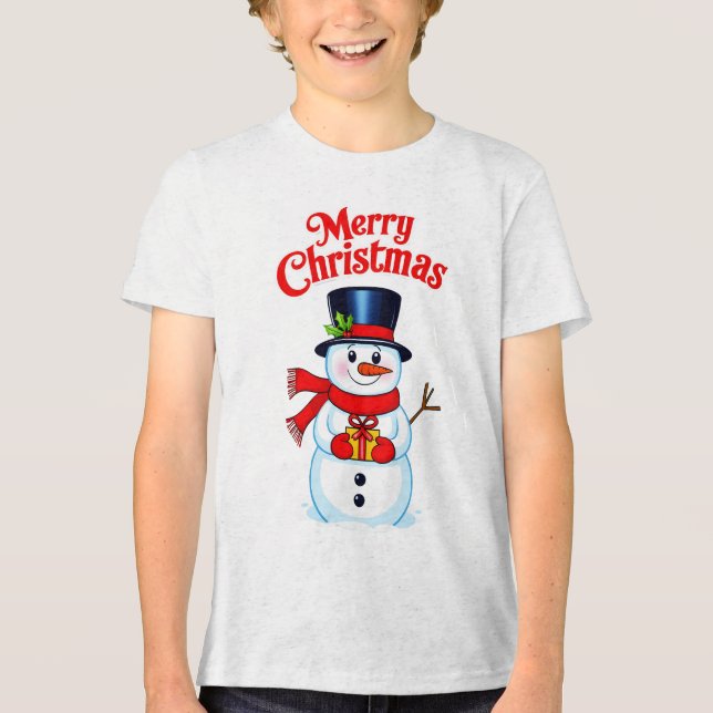 Schneemann Tri-Blend Shirt (Vorderseite)