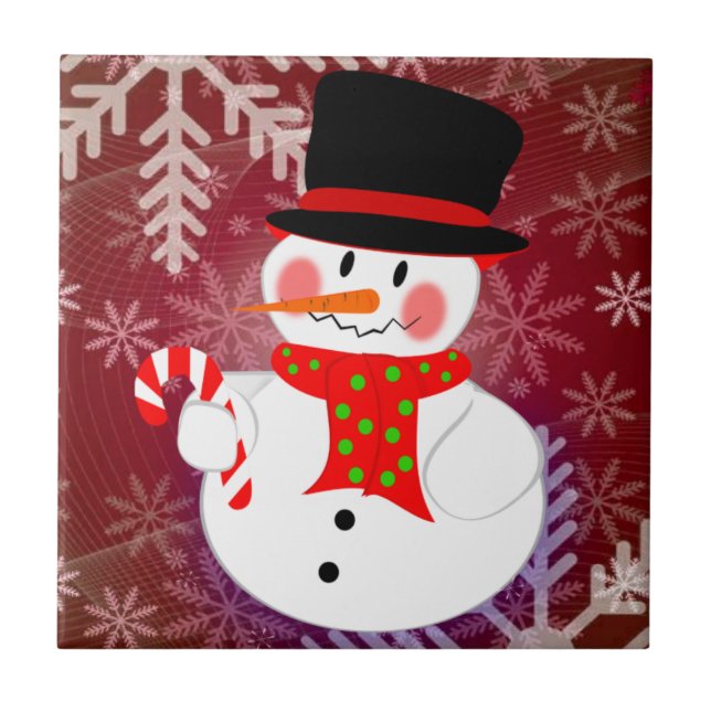 Schneemann u. Candycane Fliese (Vorderseite)