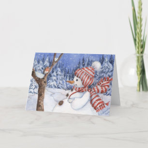 Schneemann u. Robin-Feiertags-Karte Feiertagskarte