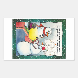 Schneemann-Überprüfungs-Aufkleber Rechteckiger Aufkleber