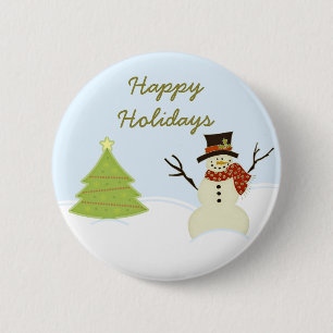 Schneemann und Baumweihnachtsknopf Button