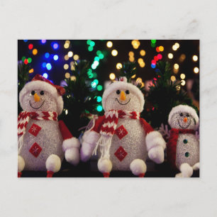 Schneemann und Familien Schmuck auf dem Baum Postkarte