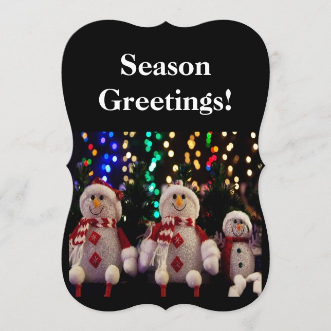 Schneemann- und Familienschmuck auf Tree Flat Card (Vorderseite)