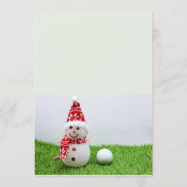 Schneemann und Golfball auf grünem Gras Weihnachte Einladung