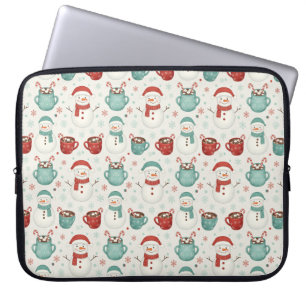 Schneemann und heiße Schokolade Weihnachten nahtlo Laptopschutzhülle