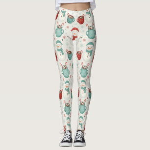 Schneemann und heiße Schokolade Weihnachts nahtlos Leggings