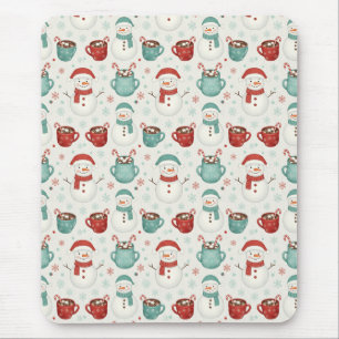 Schneemann und heiße Schokolade Weihnachts nahtlos Mousepad