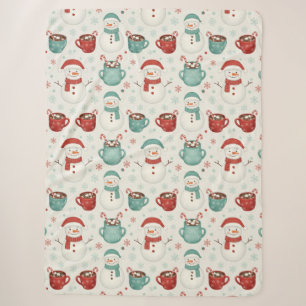 Schneemann und heiße Schokolade Weihnachts nahtlos Sherpadecke