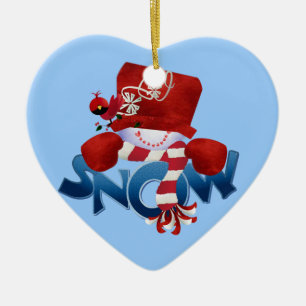 Schneemann und Kardinal 2 Keepake Ornament