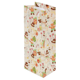 Schneemann und Lebkuchenhaus Geschenktüte Für Weinflaschen