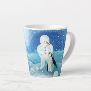 Schneemann- und Pinguin-Illustration Milchtasse