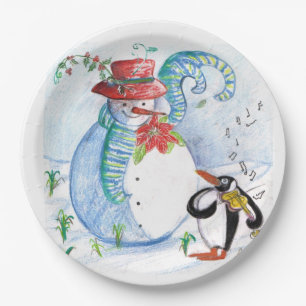 SCHNEEMANN UND PINGUIN'S WINTERSERENADE PAPPTELLER