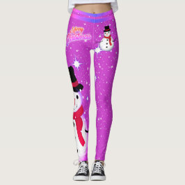 Schneemann und Schneeflocken auf IHRER FARBE Weihn Leggings