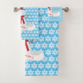 Schneemann und Schneeflocken Badhandtuch Set