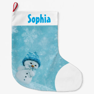 Schneemann und Schneeflocken Großer Weihnachtsstrumpf