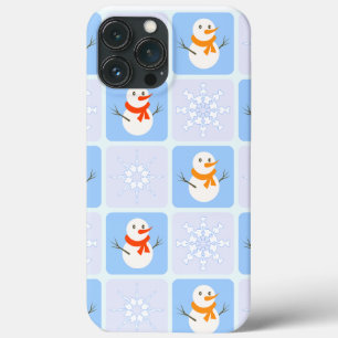 Schneemann und Schneeflocken im karierten Wintermu Case-Mate iPhone Hülle