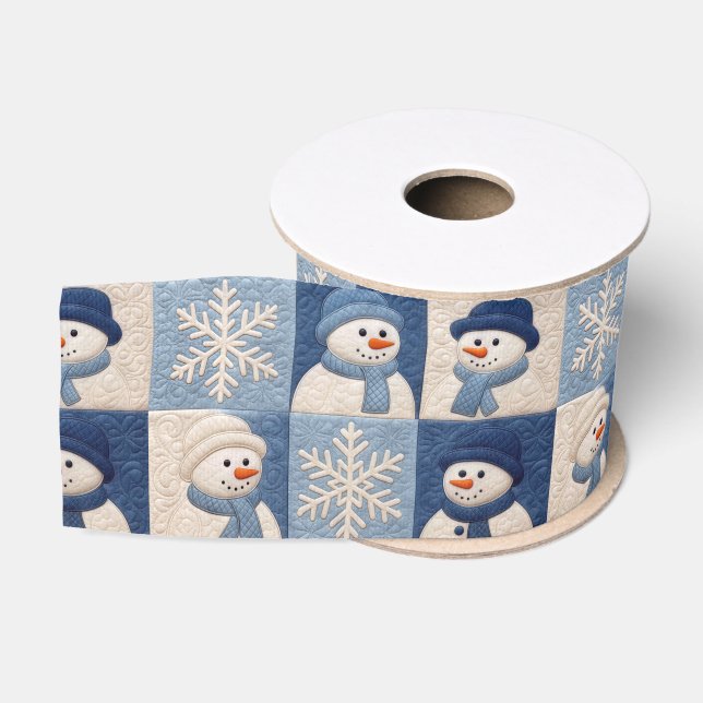 Schneemann- und Schneeflocken-Quiltmuster Ripsband (Spule)