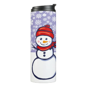 Schneemann und Schneeflocken Stein Untersetzer Thermosbecher