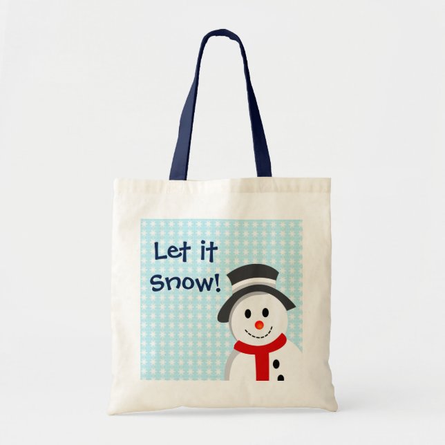 Schneemann und Schneeflocken Tragetasche (Vorne)