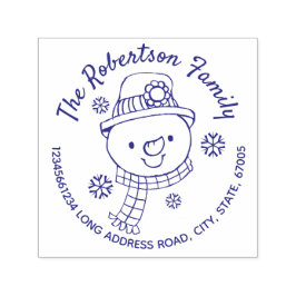 Schneemann und Schneeflocken Weihnachts-Rücksendea Permastempel