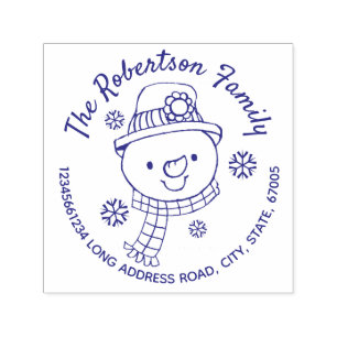 Schneemann und Schneeflocken Weihnachts-Rücksendea Permastempel