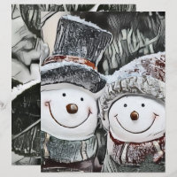 Schneemann und Schneefrau zeichnend