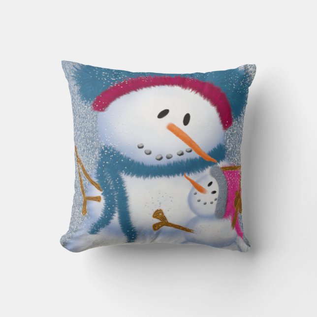 Schneemann und Schneegurf-Kissen Kissen (Vorderseite)