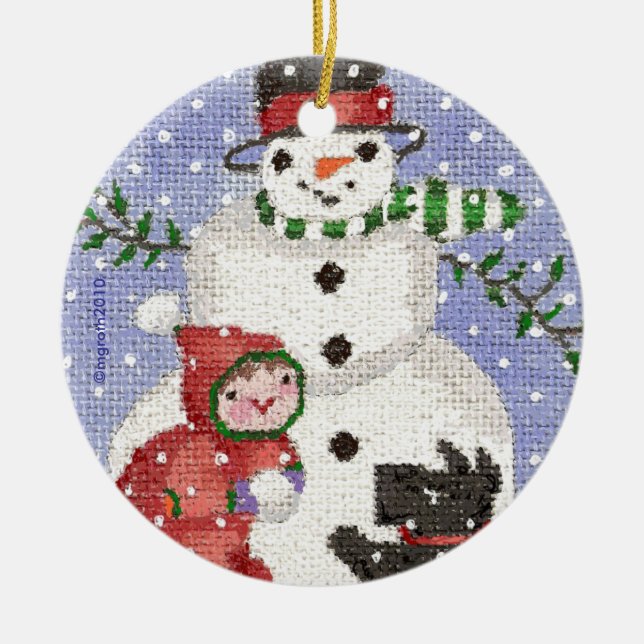 Schneemann und Scotty Ornament (Vorne)