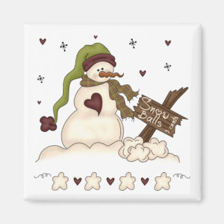 Schneemann und Snowballs Magnet