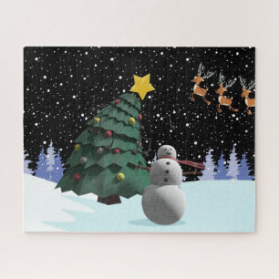 Schneemann und Weihnachtsbaum