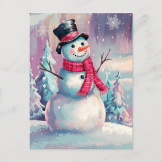 Schneemann und Winterstimmung Postkarte
