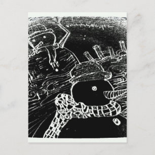 Schneemann und Yaie in schwarzen Weihnachten Postkarte