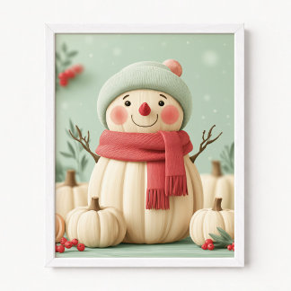 Schneemann verkleidet als Schneemann-Winterhut Poster