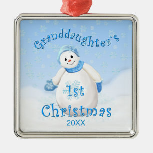 Schneemann-Verzierung der Enkelin 1. Weihnachts Silbernes Ornament