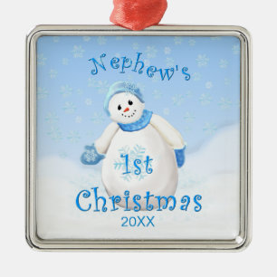 Schneemann-Verzierung des Neffeen 1. Weihnachts Silbernes Ornament